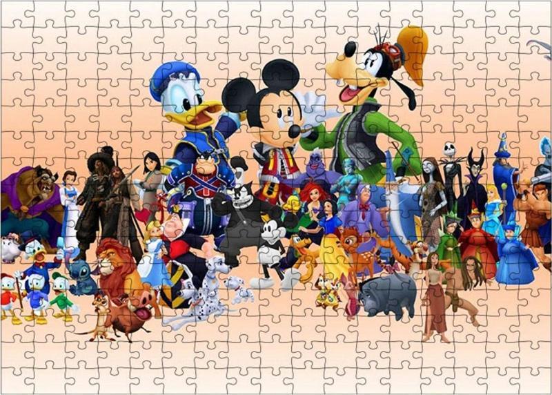 Ahşap Mdf Puzzle Yapboz Çizgi Film Karakterleri 255 Parça 35*50 Cm