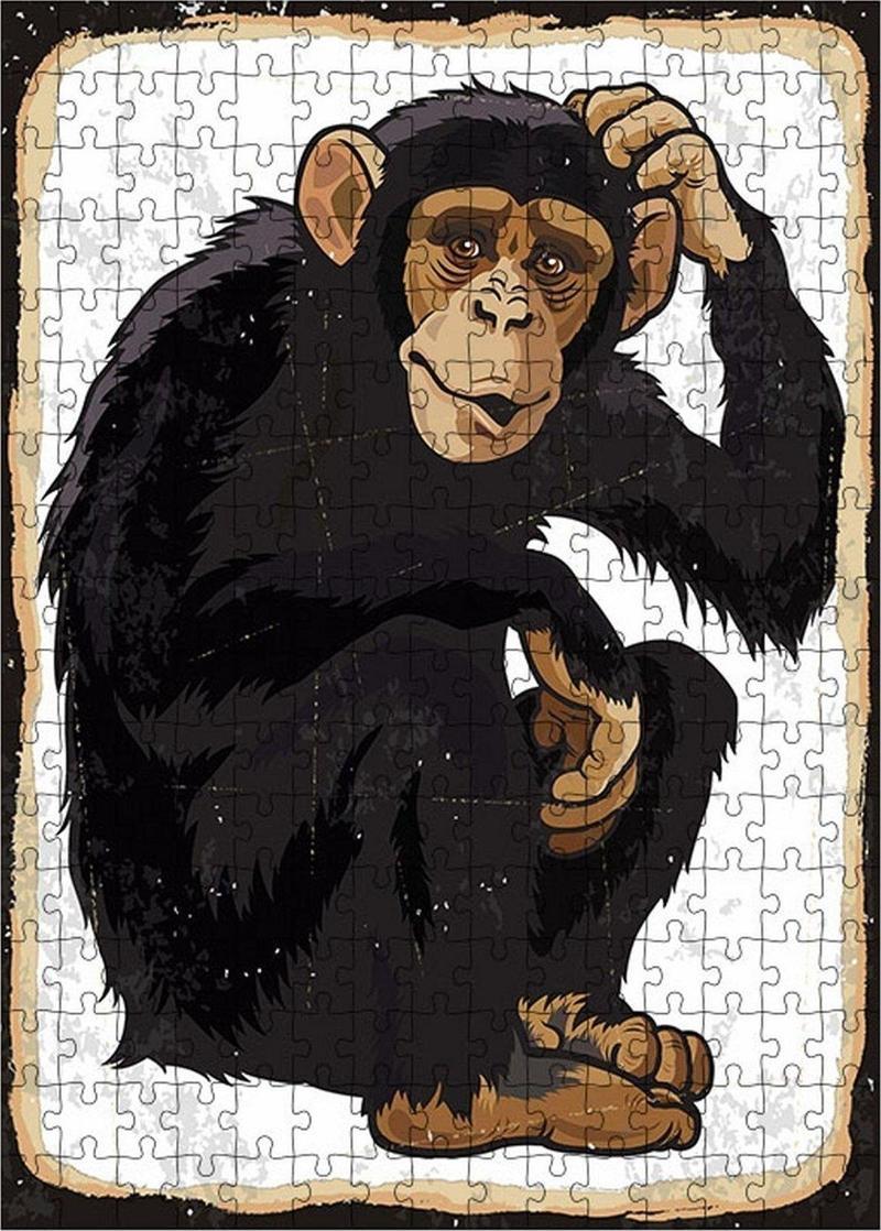 Ahşap Mdf Puzzle Yapboz Düşünceli Maymun