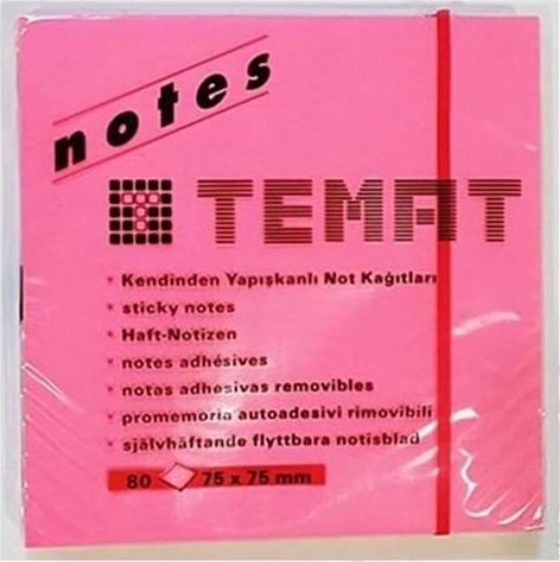 Yapışkanlı Not Kağıdı 75x75 MM Fosforlu Pembe