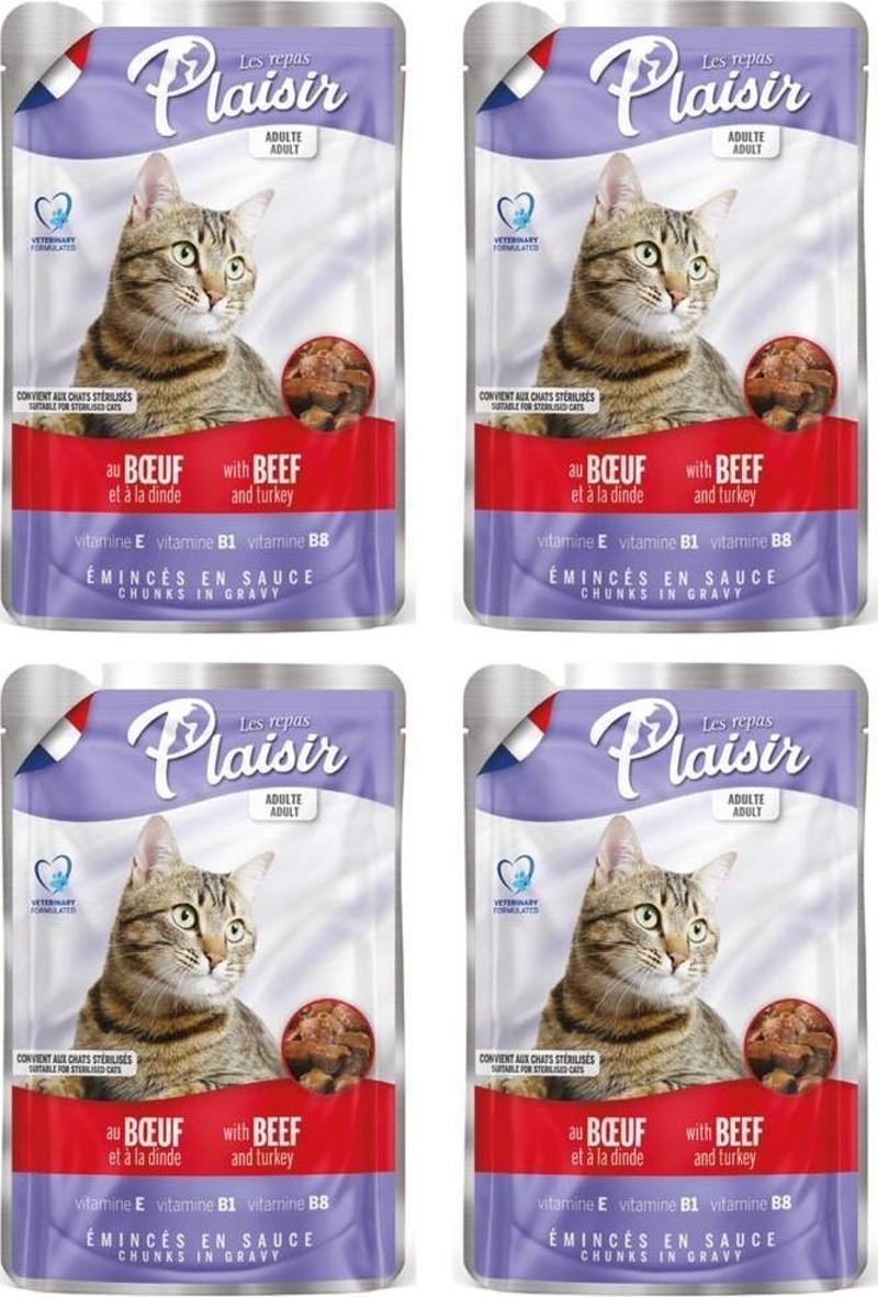 100Gr Pouch Beef and Dinde Sığır Hindi Etli 4Adet Kedi Maması