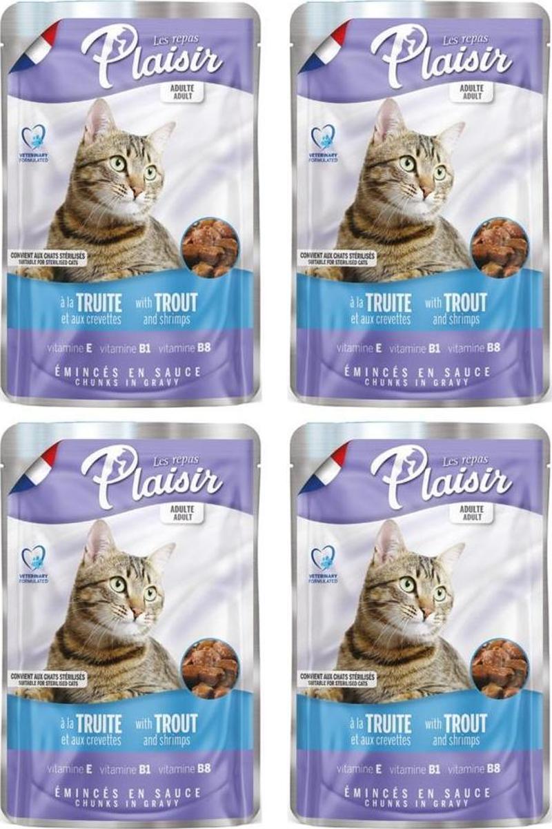 Pouch 100Gr Alabalık Karides Etli 4Adet Kedi Maması