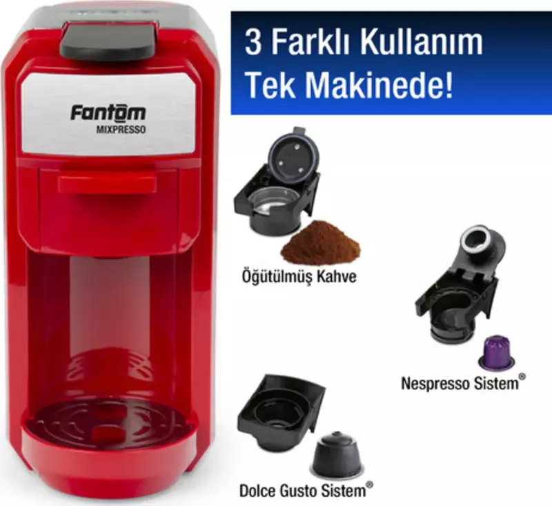 Mixpresso KS 1450 Otomatik Kapsüllü Kahve Makinesi Kırmızı