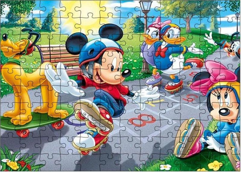 Ahşap Mdf Puzzle Yapboz Paten Kayan Çizgi Karakterler 120 Parça 25*35 Cm