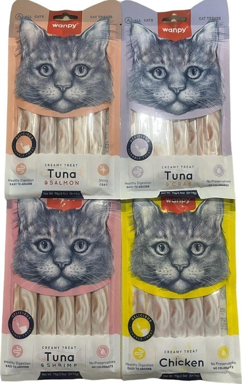 Creamy Treat Puding Kedi Ödül Maması Sıvı Kedi Ödülü Karışık 4Paket