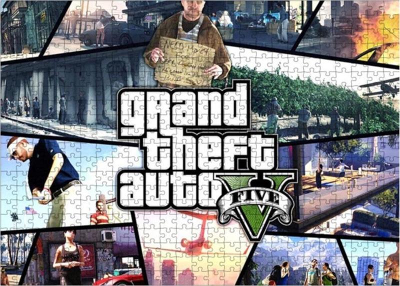 Ahşap Mdf Puzzle Yapboz Ps3 Gta 5 500 Parça 50*70 Cm