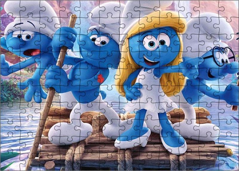 Ahşap Mdf Puzzle Yapboz Şirinler 120 Parça 25*35 Cm