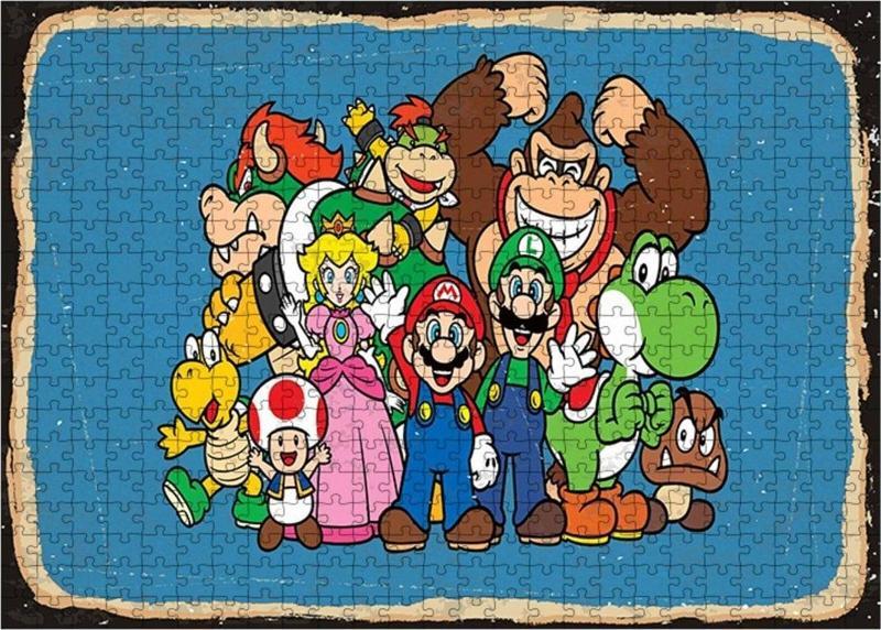 Ahşap Mdf Puzzle Yapboz Süper Mario Ekibi 500 Parça 50*70 Cm