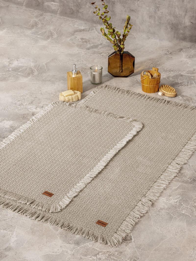 Bath Rug Set Bej 75x125 60x90