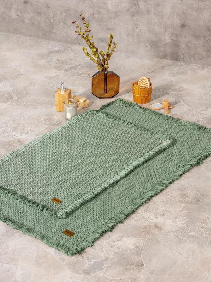 Bath Rug Set Yeşil 75x125 60x90