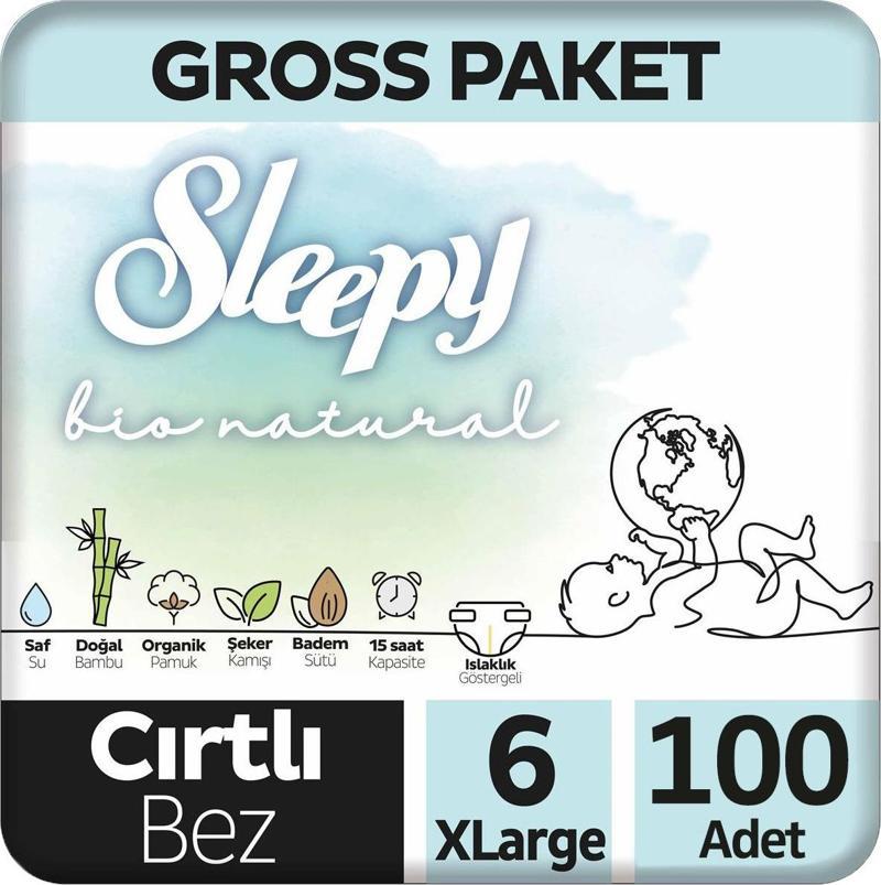 Bio Natural Bebek Bezi 6 Beden Gross Paket 100 Adet