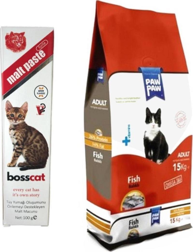 Balıklı Yetişkin Kedi Maması 15 kg + Tüy Önleyici Malt