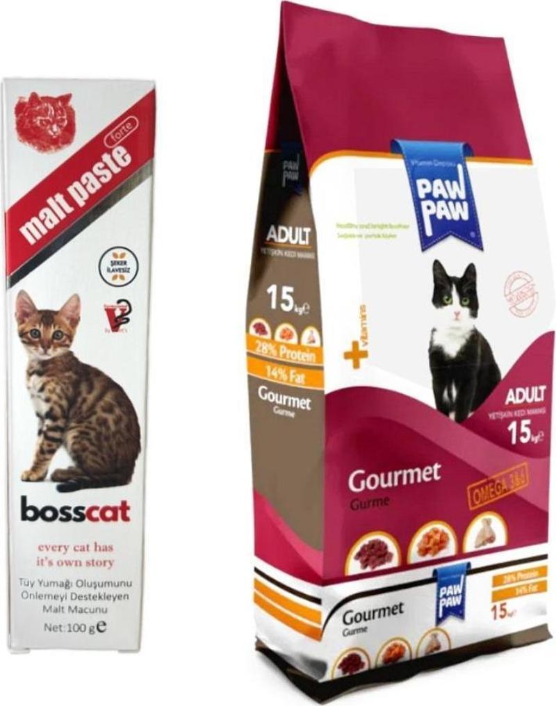 Gurme Yetişkin Kedi Maması 15 kg + Tüy Önleciyi Destek Malt