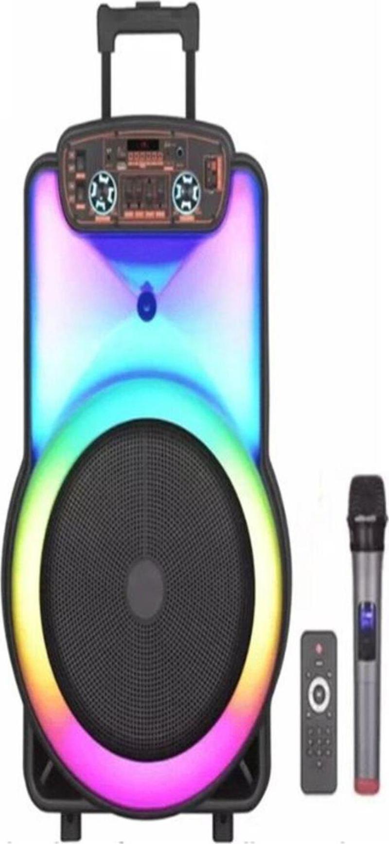 NDR Y-12 Full RGB Panel 40 WATT Taşınabilir Büyük Boy Bluetooth Mikrofonlu Hoparlör