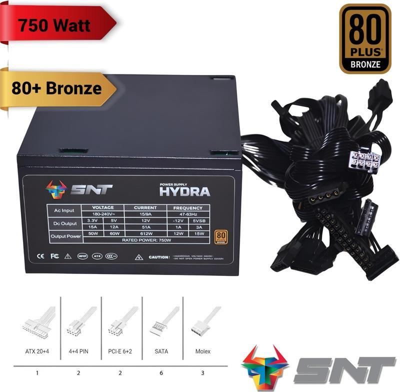 Hydra-B 750W 80+ Bronze Siyah Kasa Power Supply