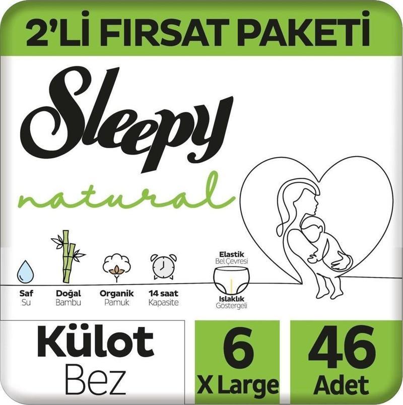 Natural Külot Bebek Bezi 6 Beden Xlarge 46'li Fırsat Paket