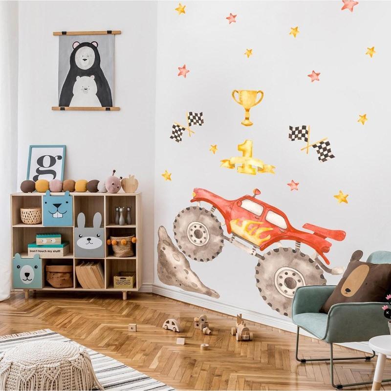 Yarış Arabası Çocuk Odası Duvar Sticker 50 x 70 cm