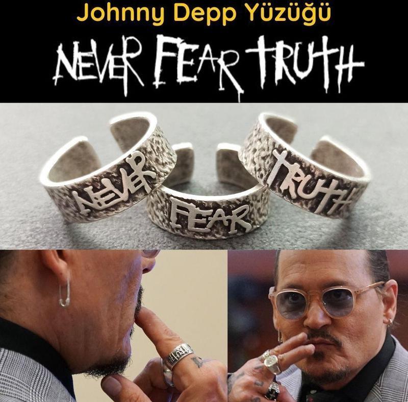 Never Fear Truth Johnny Depp Yüzüğü Erkek Yüzük Seti Gümüş Kaplama Ayarlanabilir El Yapımı Yüzük