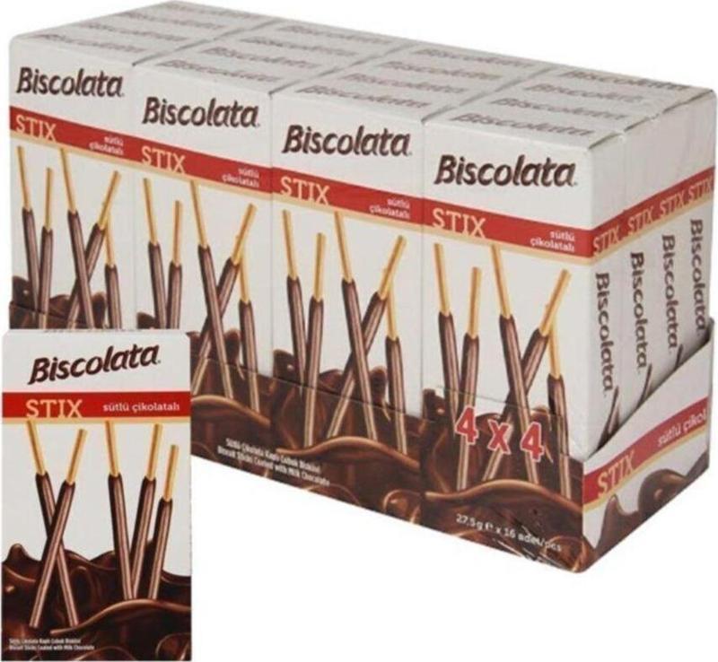 Biscolata Stix Sütlü Çikolatalı 27,5 Gr X 16 Ad