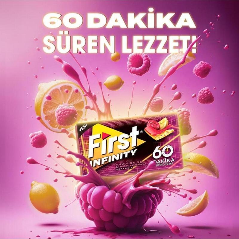 First Infinity 60 Dk Ahududu&Limon Aromalı Sakız 27 Gr - 12 Adet