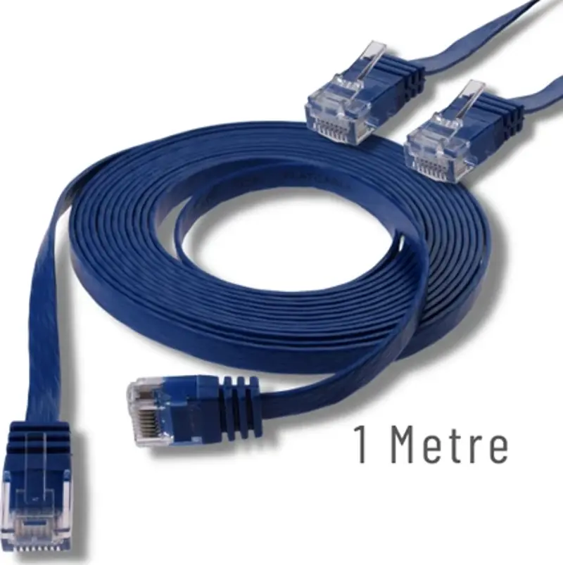 1 Metre CAT6 Kablo Yassı Ethernet Network Lan Ağ İnternet Kablosu, Mavi