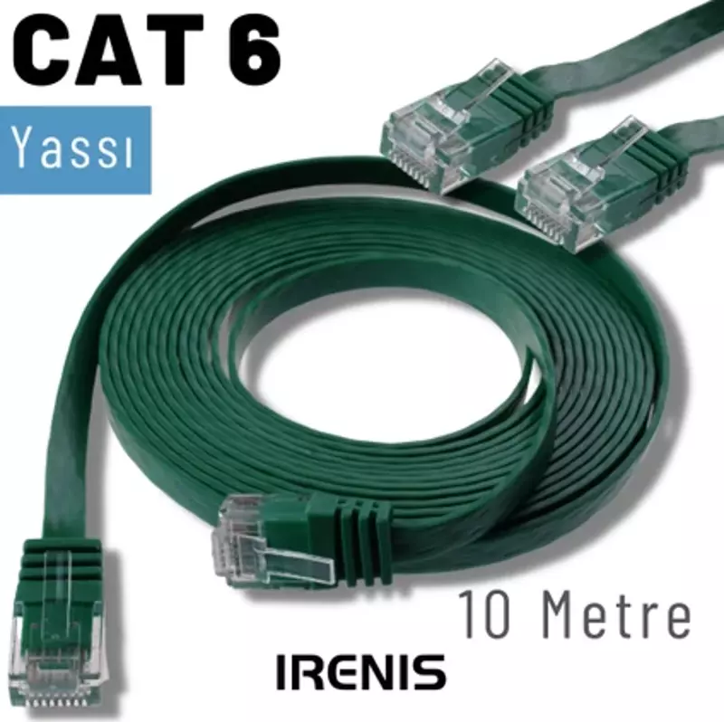 10 Metre CAT6 Kablo Yassı Ethernet Network Lan Ağ İnternet Kablosu