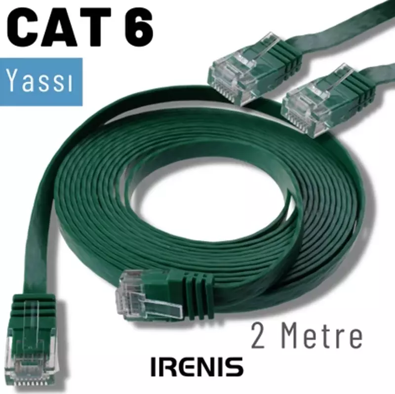 2 Metre CAT6 Kablo Yassı Ethernet Network Lan Ağ İnternet Kablosu