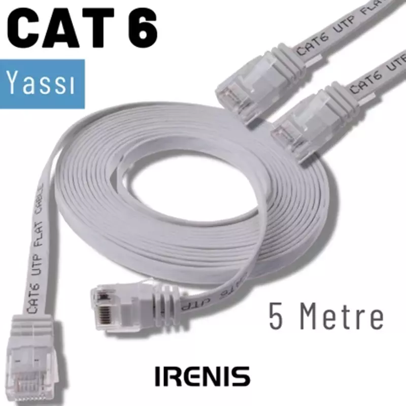 5 Metre CAT6 Kablo Yassı Ethernet Network Lan Ağ İnternet Kablosu