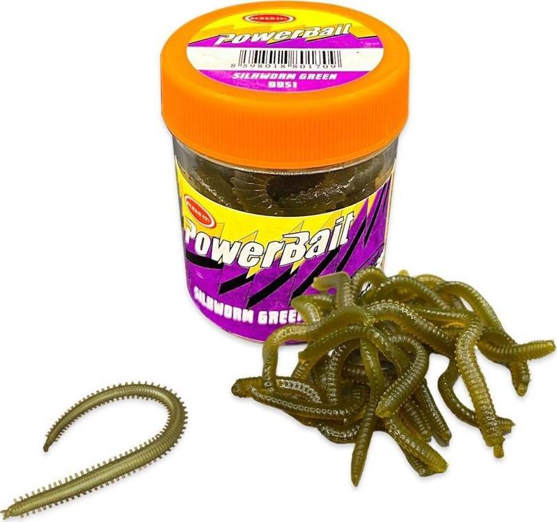 Power Bait Silkworm Yeşil Silikon Kurt Balık Yemi - Kokulu (9951)