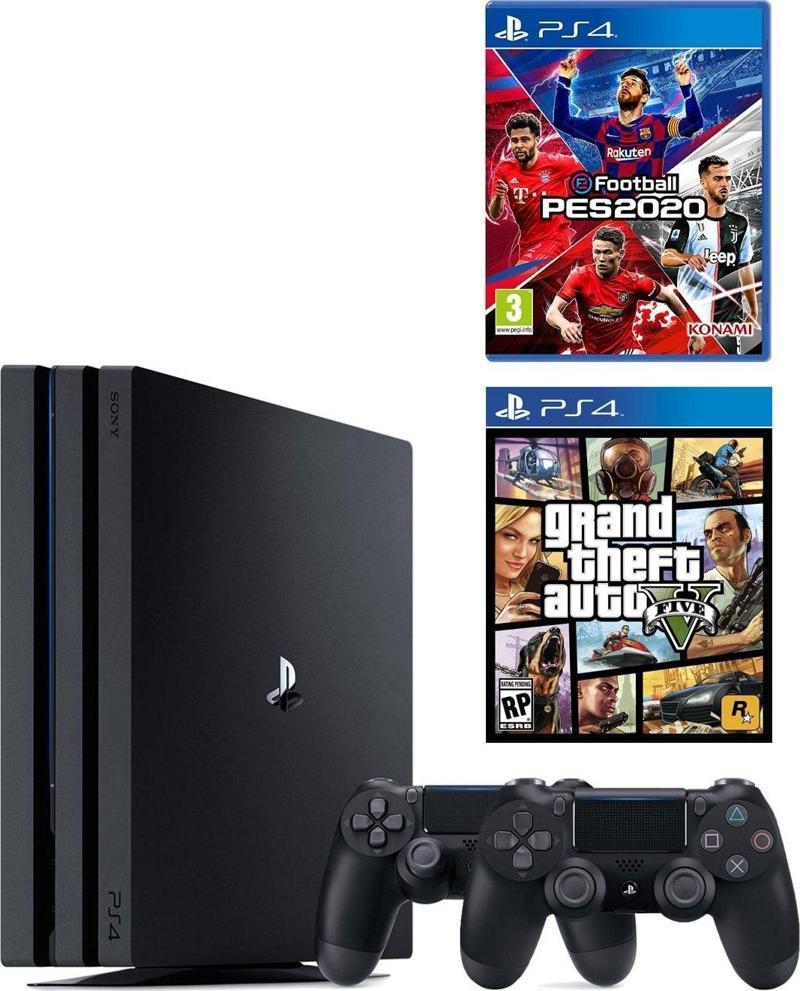 Playstation 4 Pro 1 Tb + 2. Ps4 Kol + Ps4 Pes 2020 + Ps4 Gta 5