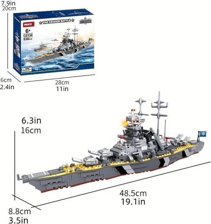 Savaş Gemisi Yapı blok  Çocuklar İçin Oyuncaklar Doğum Günü Hediyesi 6 + yaş 538 parça