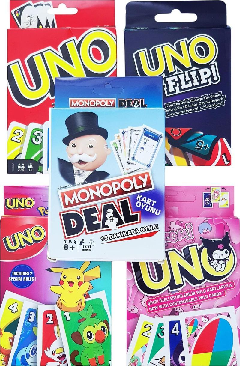 Uno Flip Pokemon Kuromi Deal Emlak Oyun Kartları 5li Set