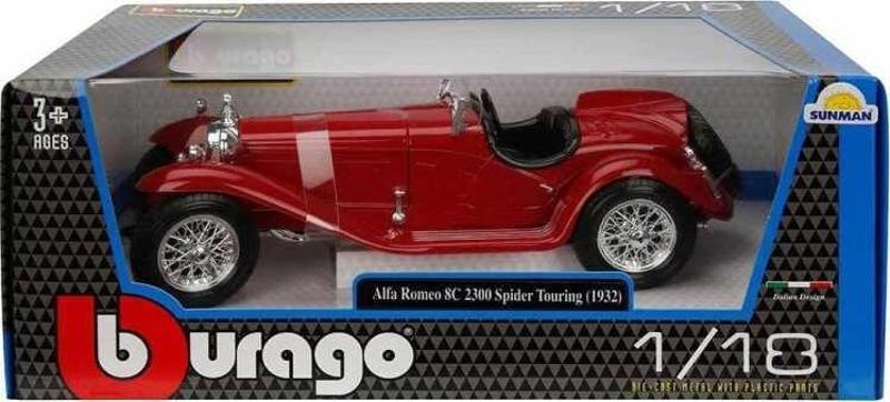 Burago 118 Alfa Romeo 8C 2300 Spider Touring 1932 Model Araba