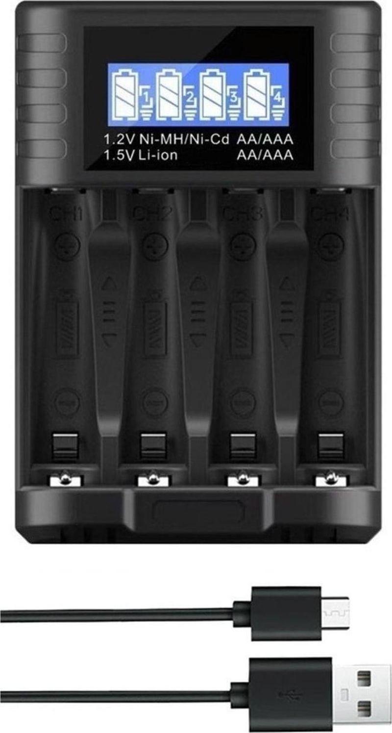Hızlı Şarj Cihazı Aa Aaa 1.5V Li-Ion Ve 1.2V Nimh Şarjlı Piller İçin
