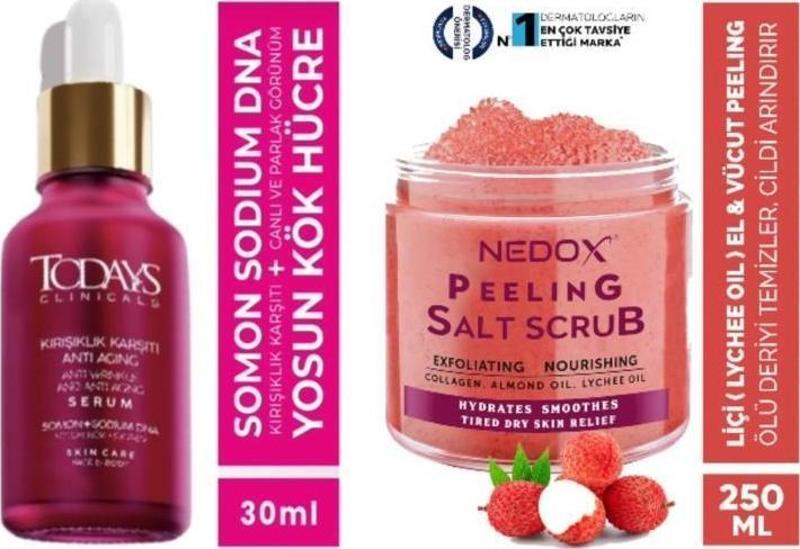 Todays Clinicals Somon + NEDOX Liçi (LYCHEE OİL) Besleyici, Arındırıcı Ve Nemlendirici El & Vücut Peelingi 250 ml