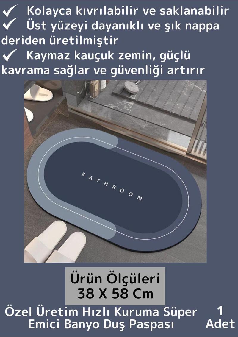 Premium Üretim Nano Teknoloji Kaymaz Kauçuk Süper Hızlı Emici Kuruma Nappa Deri Banyo Duş Paspası