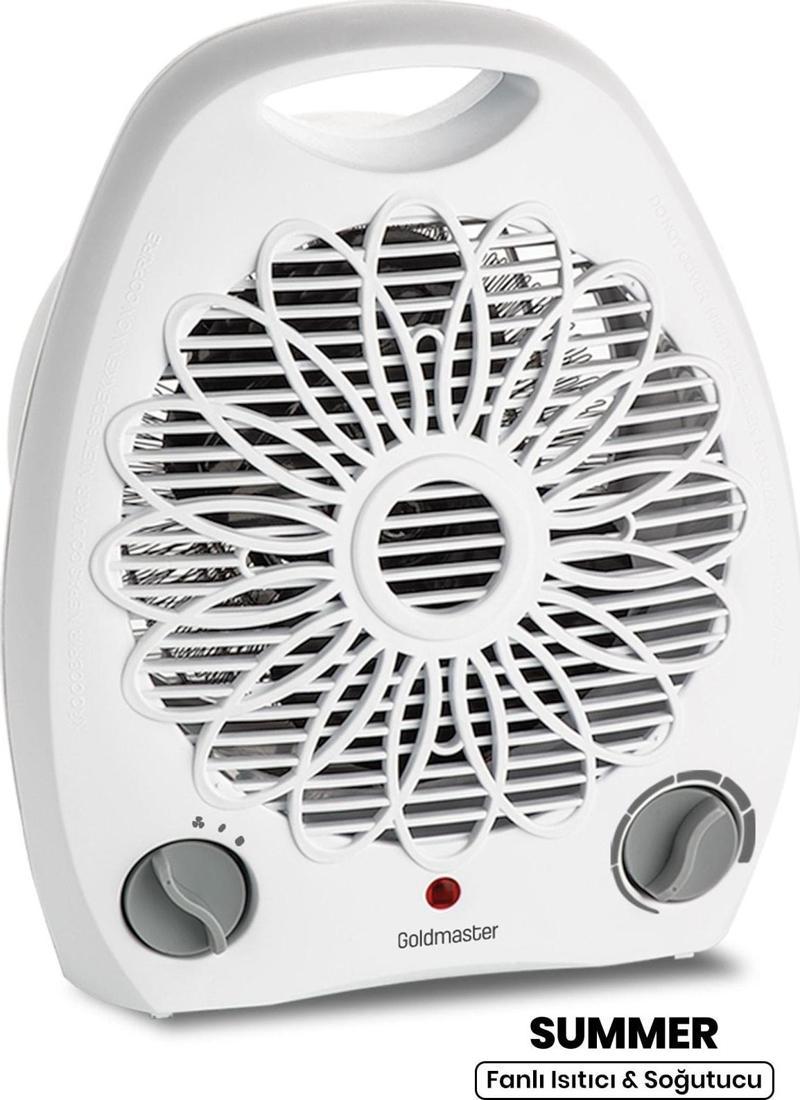 Summer Beyaz 2000 Watt Isıya Dayanıklı Sıcak Ilık Soğuk Devrilme Emniyetli Isıtıcı Fan