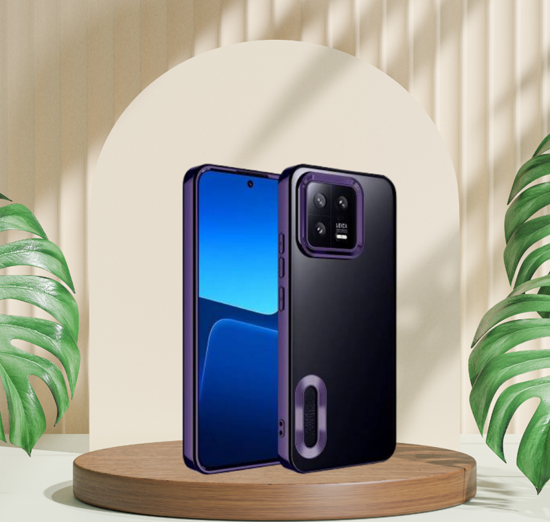 Xiaomi Mi 13 Yanları Renkli Lens Korumalı Logo Gösteren Mega Kılıf Mor
