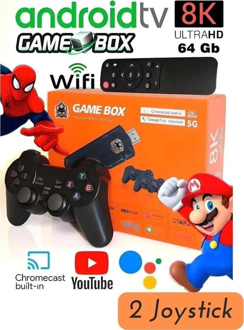 Smart TV Game Box 8k Ultra HD 64 Gb +10000 Nostalji Retro Oyun Game Stick