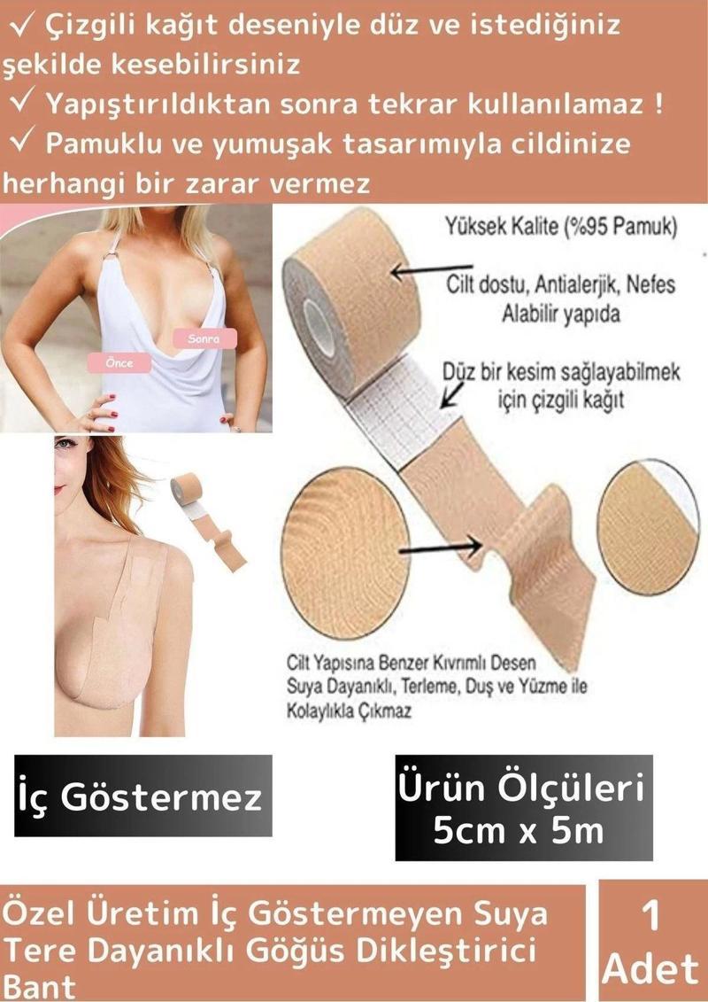 Özel Model Göğüs Bandı Sütyen Kaldırma Bandı Görünmez Kendinden Yapışkanlı Push Up Bant 5 M