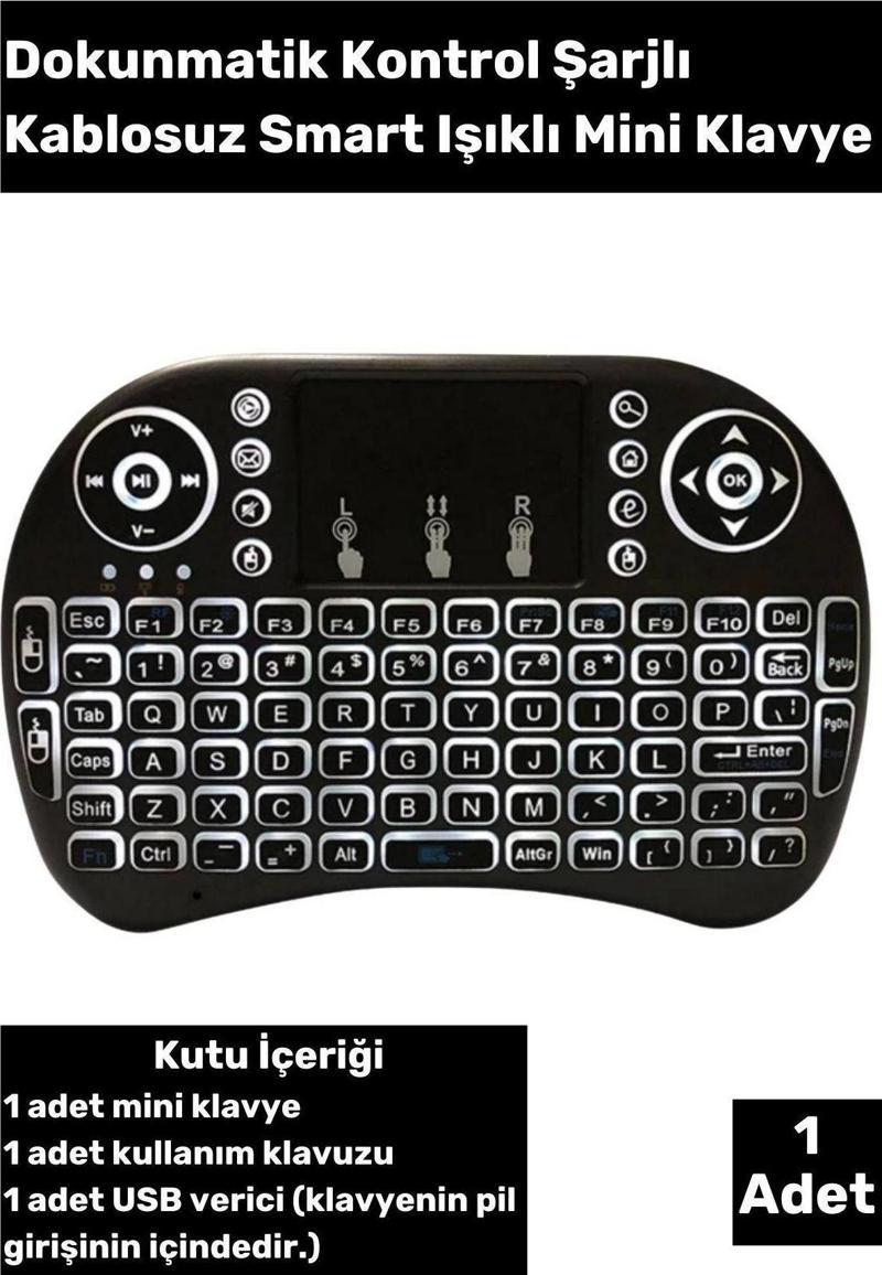 Mini Kablosuz Klavye Bluetooth Türkçe Siyah Mini Klavye Mouse Smart Tv Box