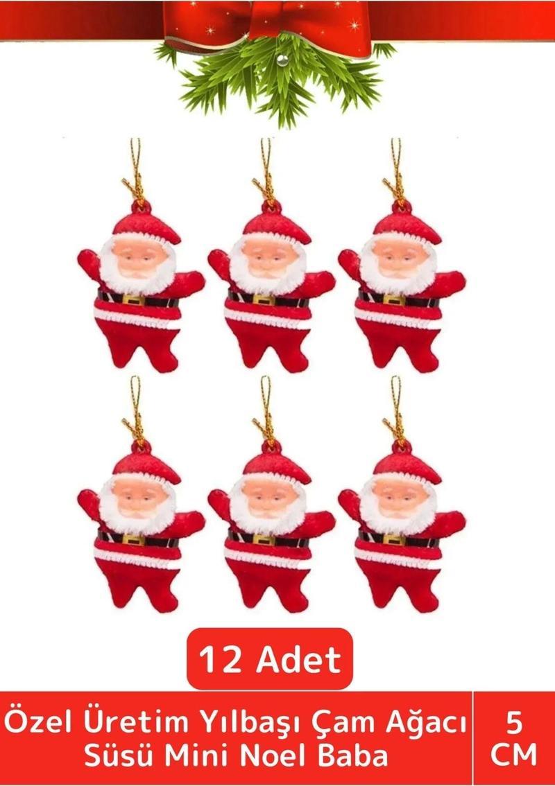 Premium Luxery Kış Yılbaşı Yeni Yıl Noel Parti Çam Ağacı Süsü Dekoratif Mini Noel Baba 12'li