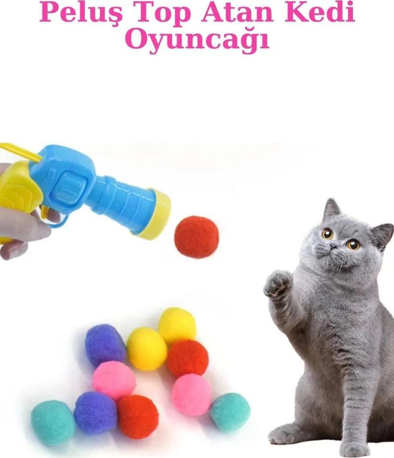 İnteraktif Kedi Oyun Tabancası Peluş Top Atan Stres Oyuncağı