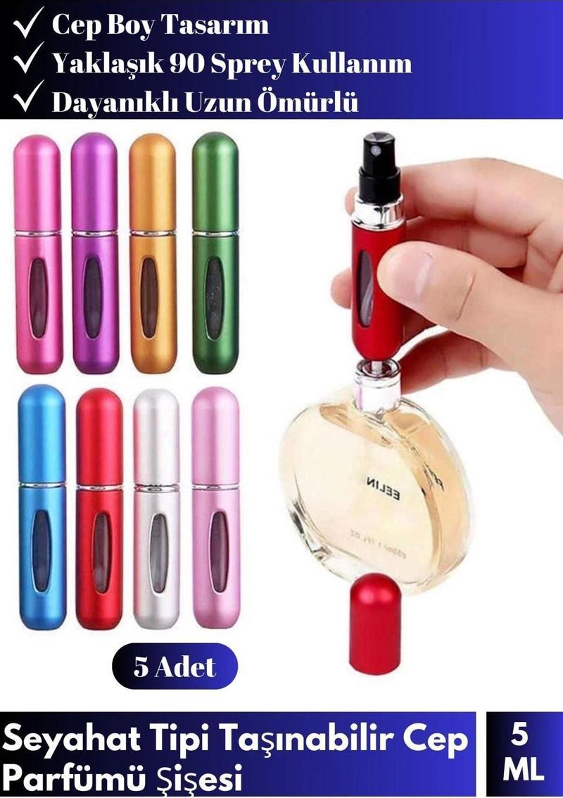 Özel Üretim Gündelik&Seyahat Tipi Taşınabilir Mini Cep Parfüm Şişesi Çanta İçi Tasarım 5 Adet 5 Ml
