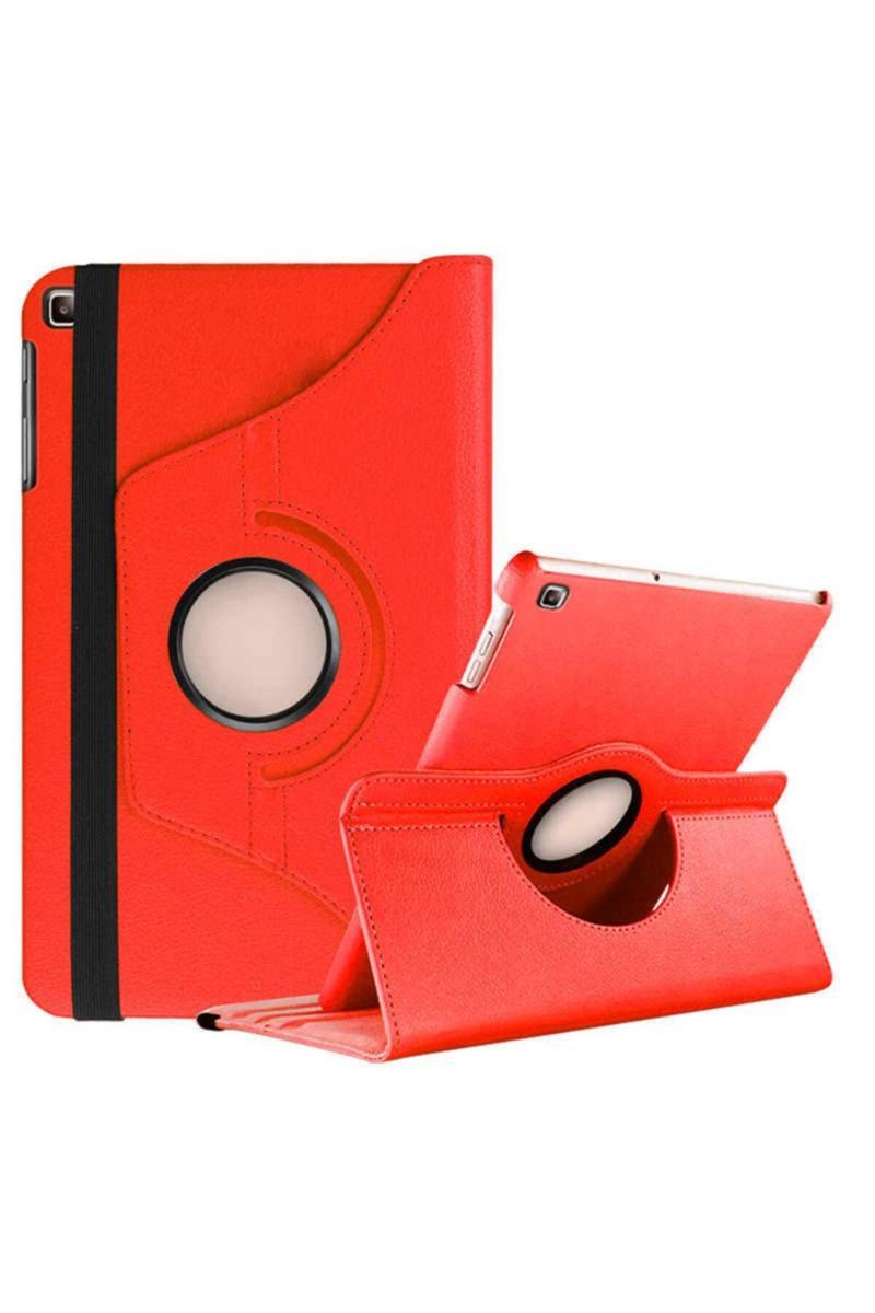 GoGoPlus Samsung Tab A 10.1 T510 Kılıf 360° Dönebilen Standlı Tablet Kılıf Kırmızı + Tablet Tutucu Hediye