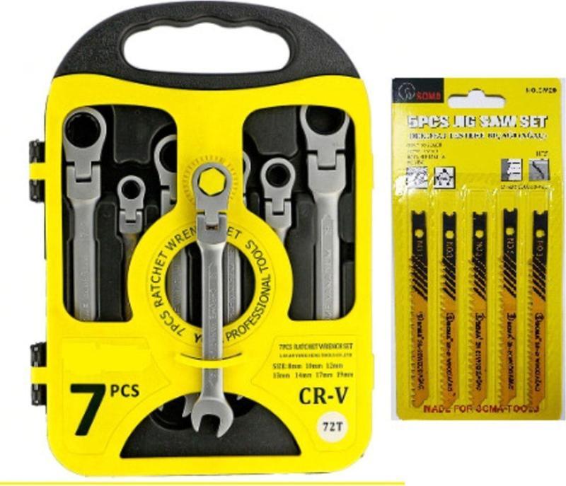 Makroyapı 7 Parça Cırcır Anahtar Seti Cırcır Set 8-19 Mm Ve Soma Uç 1Pkt