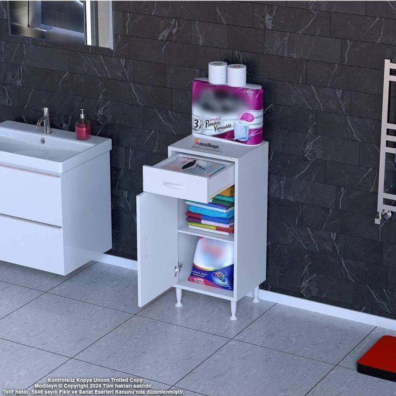 Emir 35 X 88 X 32,5 Cm 1 Çekmece 1 Kapak 1 Raf 2 Bölme Çok Amaçlı Banyo & Mutfak Dolabı