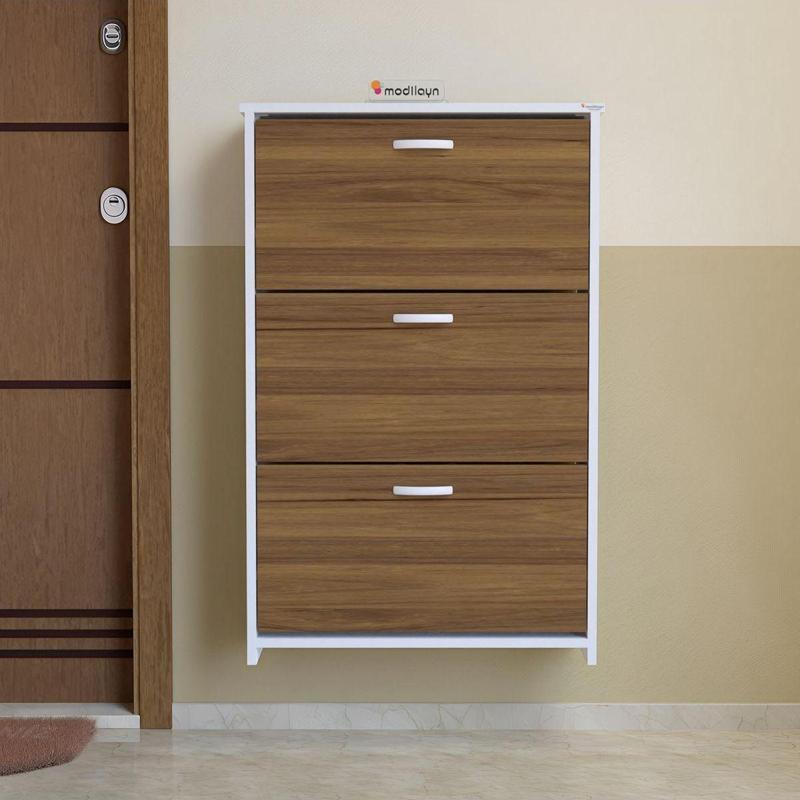 Mihra 72 X 112 X 25,5 Cm Düşer Kapaklı 3 Katlı Ayakkabılık -Ceviz