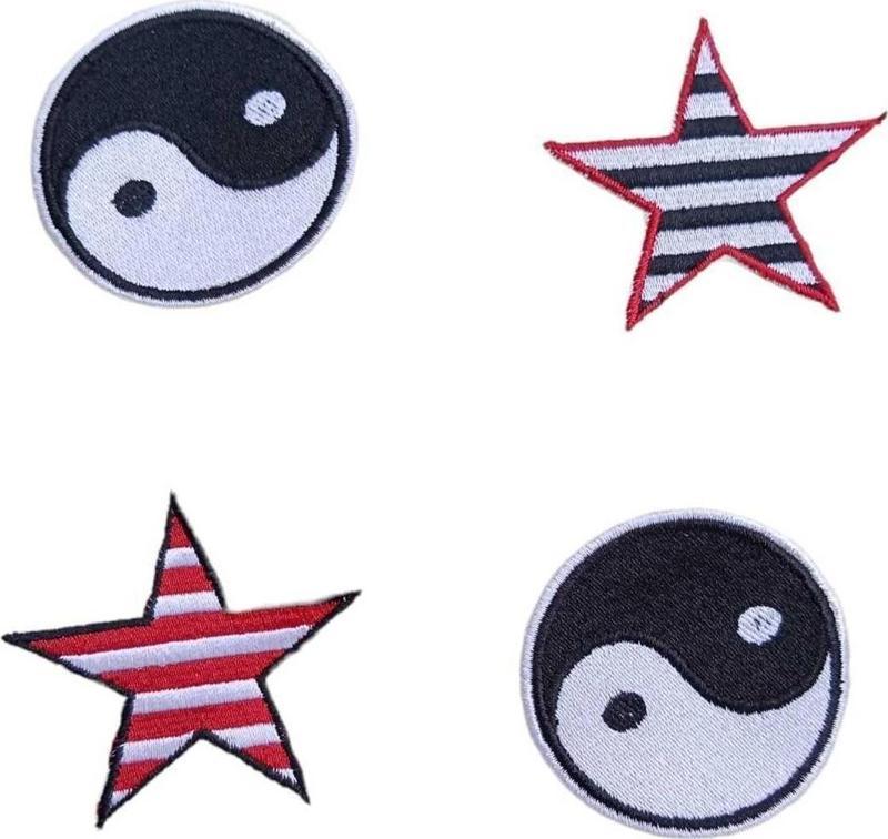 Ütü İle Yapışan Ying Yang Ve Yıldız Model Set-Patch