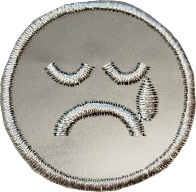 Ütü İle Yapışan Reflektör  (Fosforlu) Ağlayan Emoji Arma Yama Patch 5 Cm