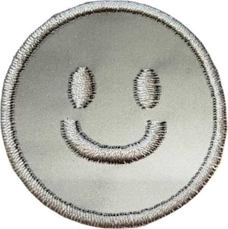 Ütü İle Yapışan Reflektör (Fosforlu) Gülen Emoji Arma Yama Patch 5 Cm